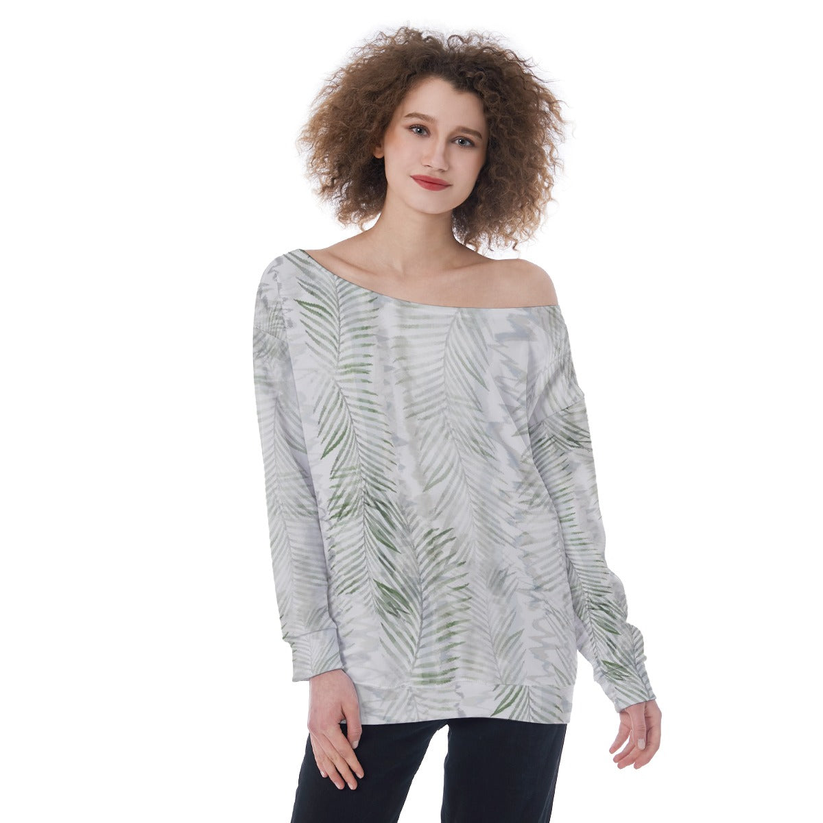 All-Over Print Oversized Women's Off-Shoulder Sweatshirt
