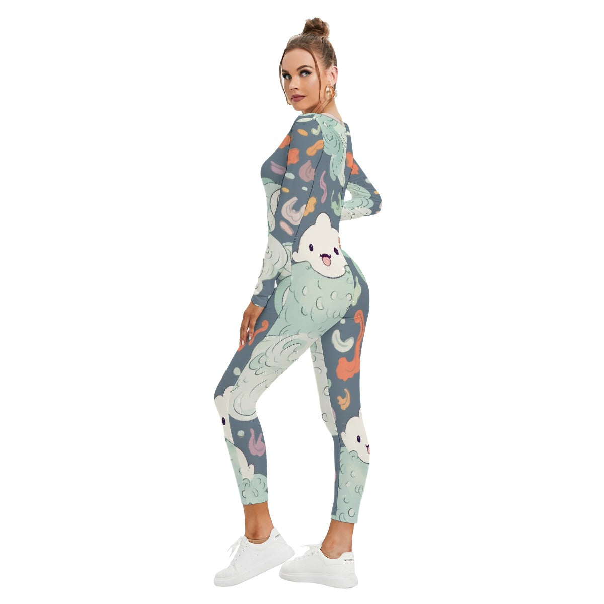 All-Over Print Women's Plunging Neck Jumpsuit