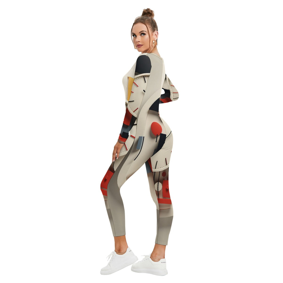 All-Over Print Women's Plunging Neck Jumpsuit