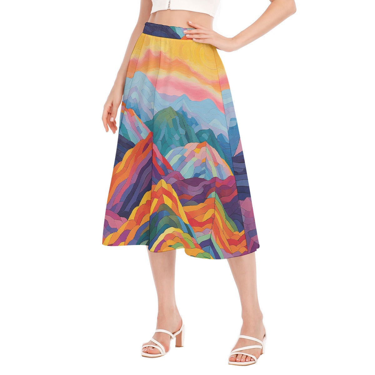 All-Over Print Women's Long Section Chiffon Skirt