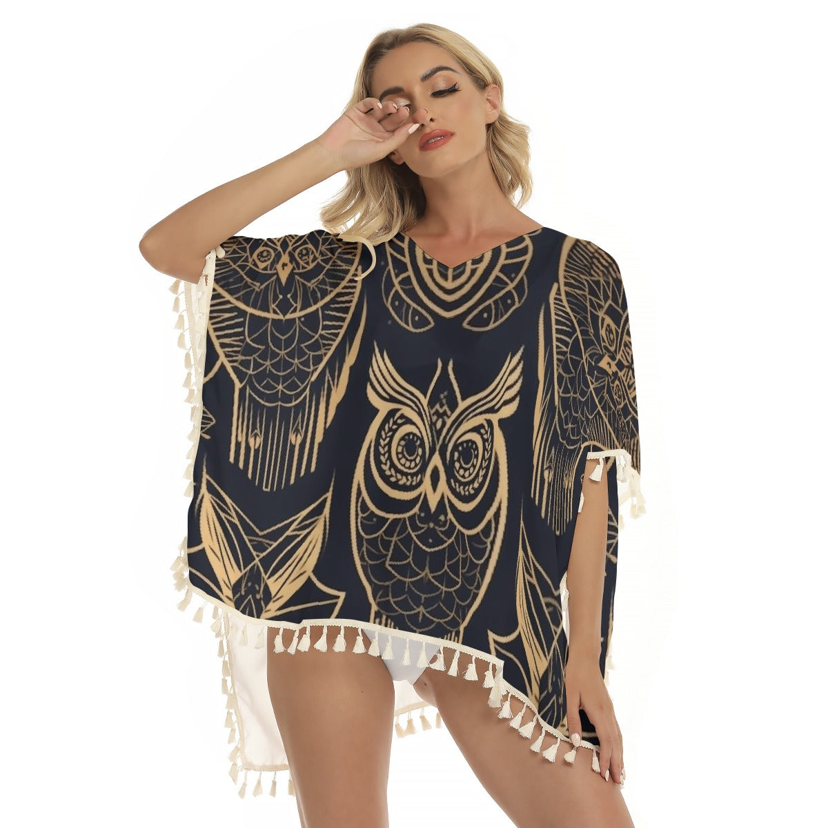 All-Over Print Women's Square Fringed Shawl