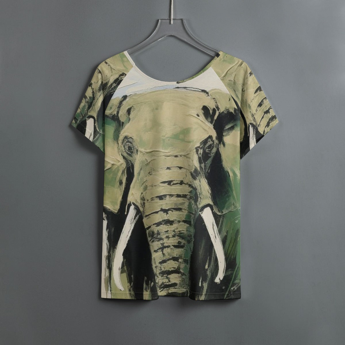 All-Over Print Women's Round Neck T-shirt With Raglan Sleeve