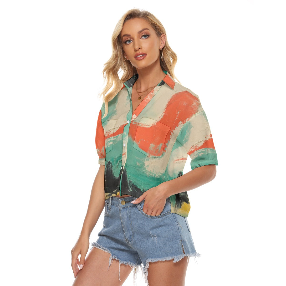 All-Over Print Women's V-neck Shirts