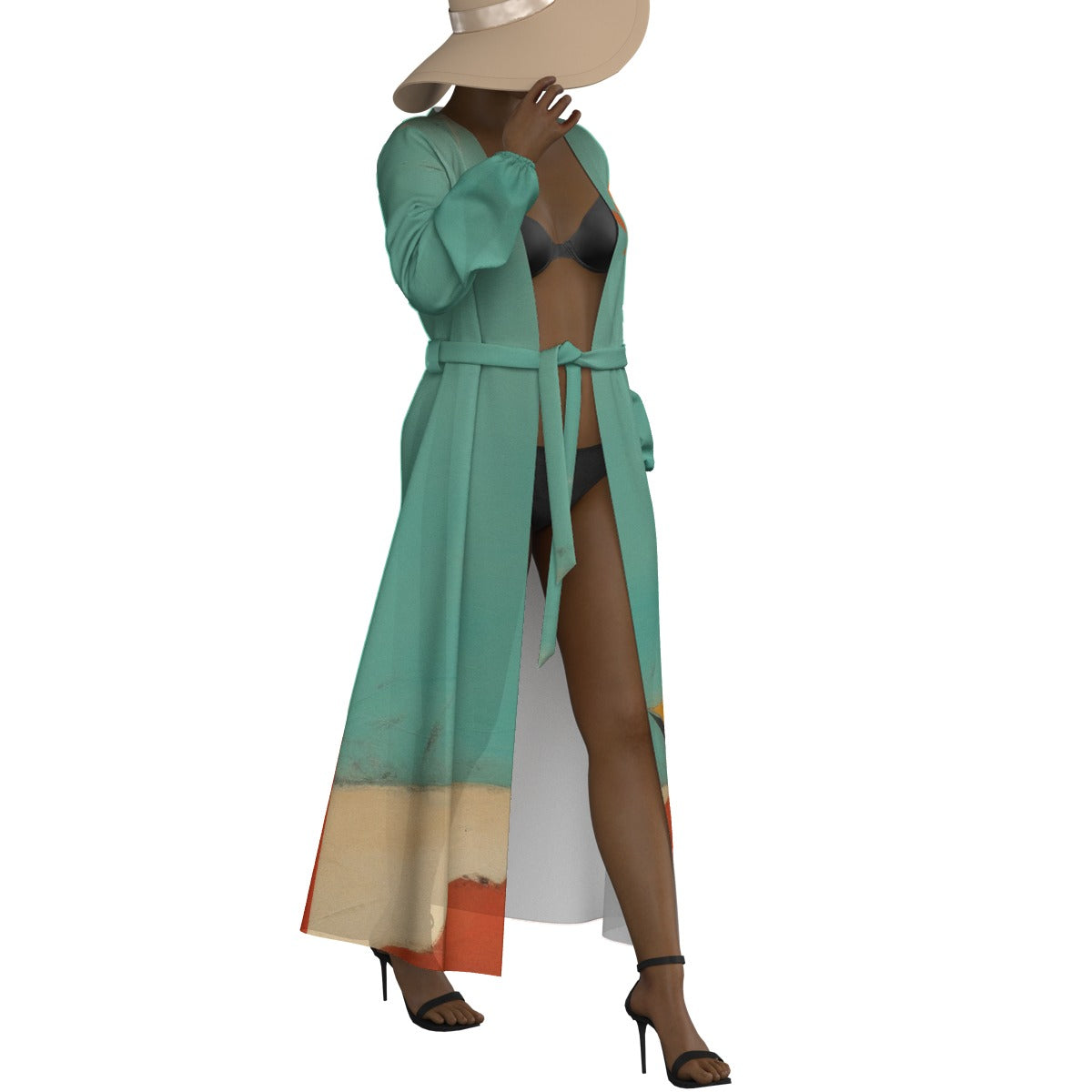 All-Over Print Women's Lace-up Chiffon Robe