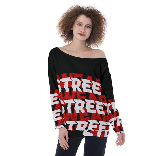 All-Over Print Oversized Women's Off-Shoulder Sweatshirt