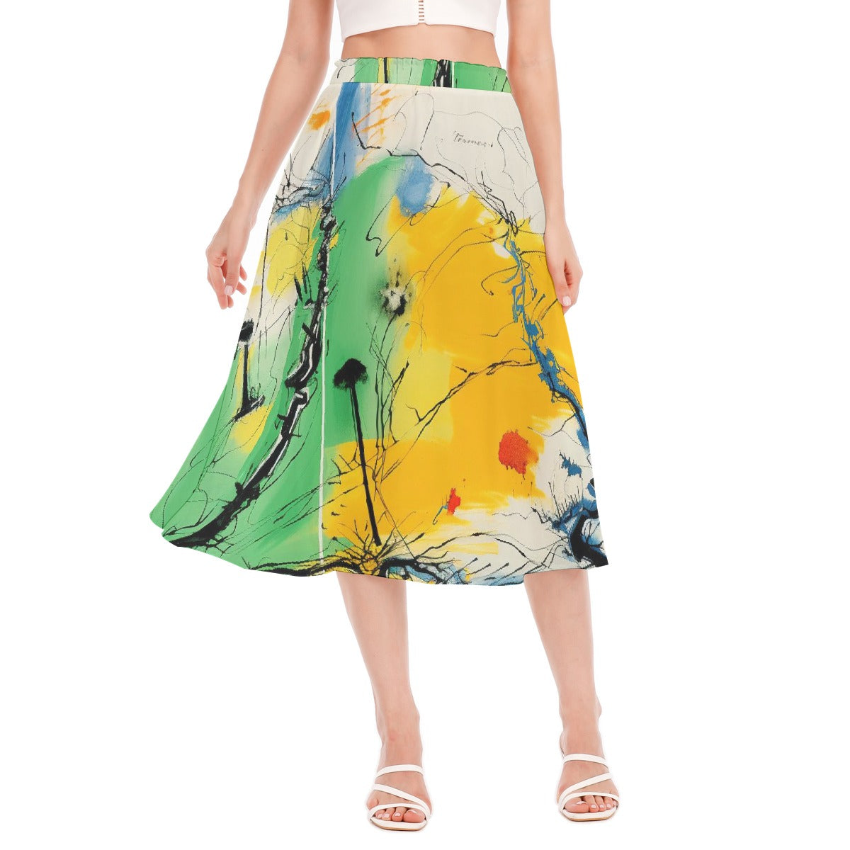 All-Over Print Women's Long Section Chiffon Skirt