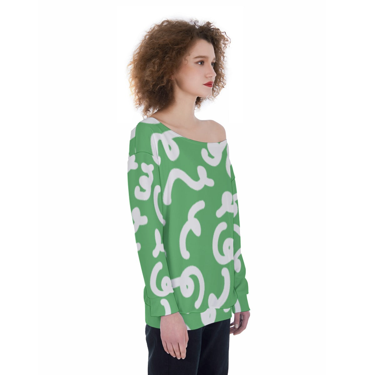 All-Over Print Oversized Women's Off-Shoulder Sweatshirt