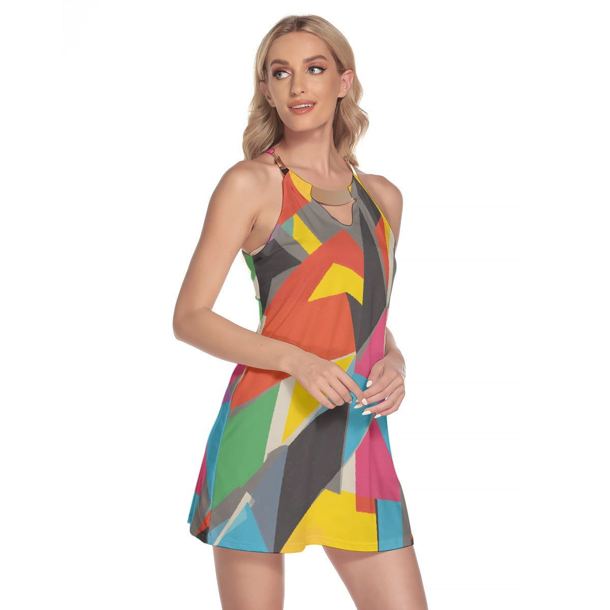 All-Over Print Women's Round Neck Above Knee Dress