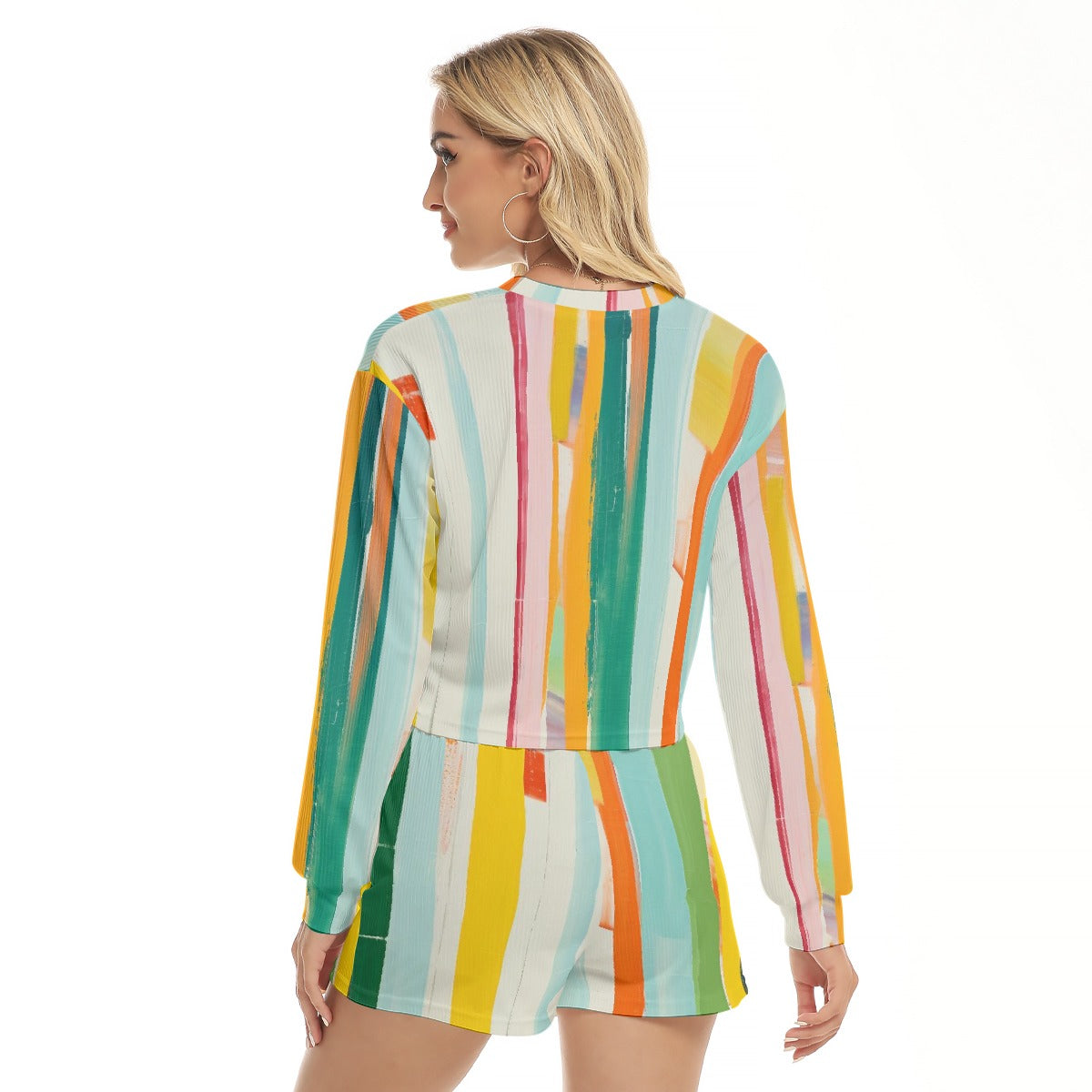 All-Over Print Women's Short Sweatshirt And Pants Suit