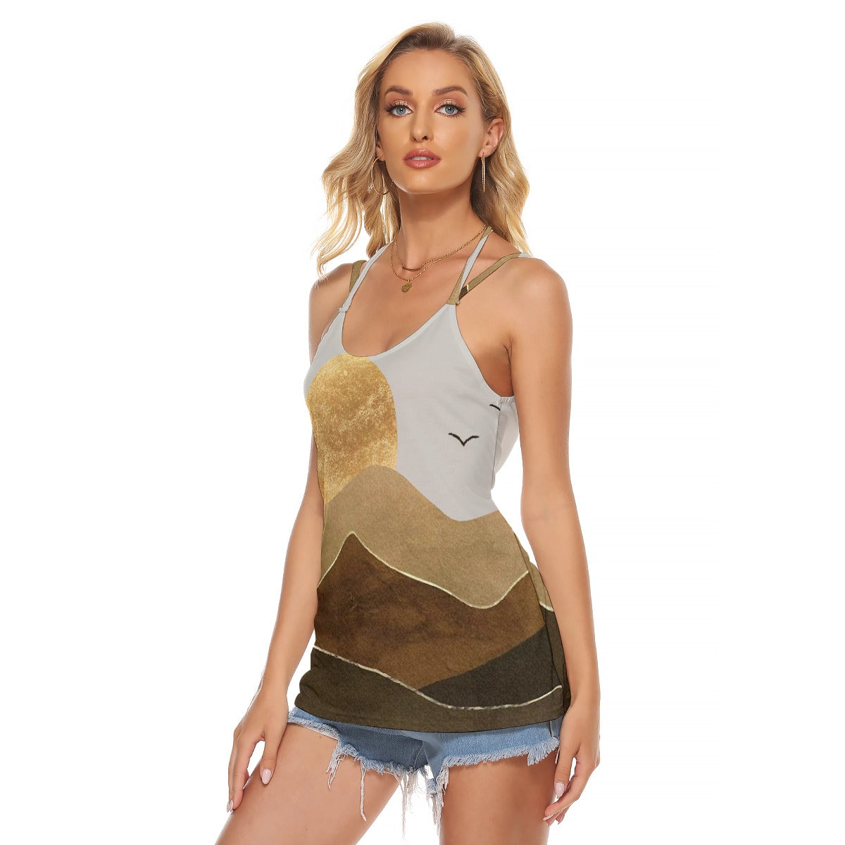 All-Over Print Women's Halter Top With Backless