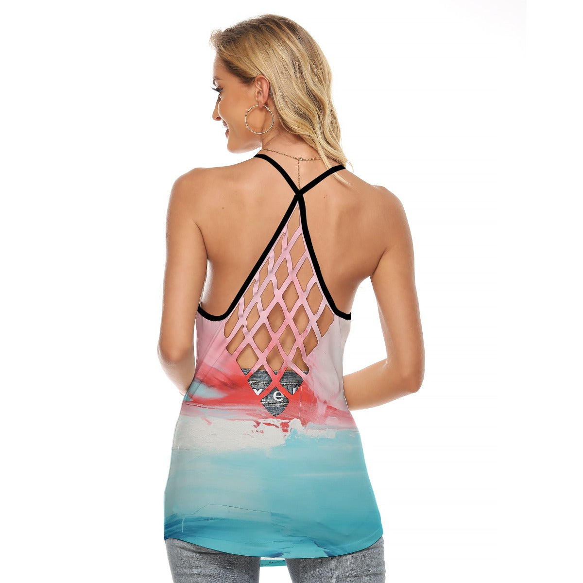 All-Over Print Women's Criss-Cross Open Back Tank Top