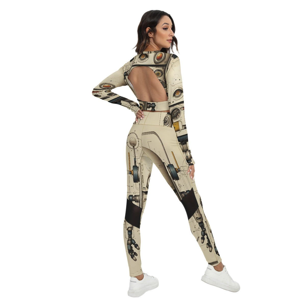 All-Over Print Women's Sport Set With Backless Top And Leggings