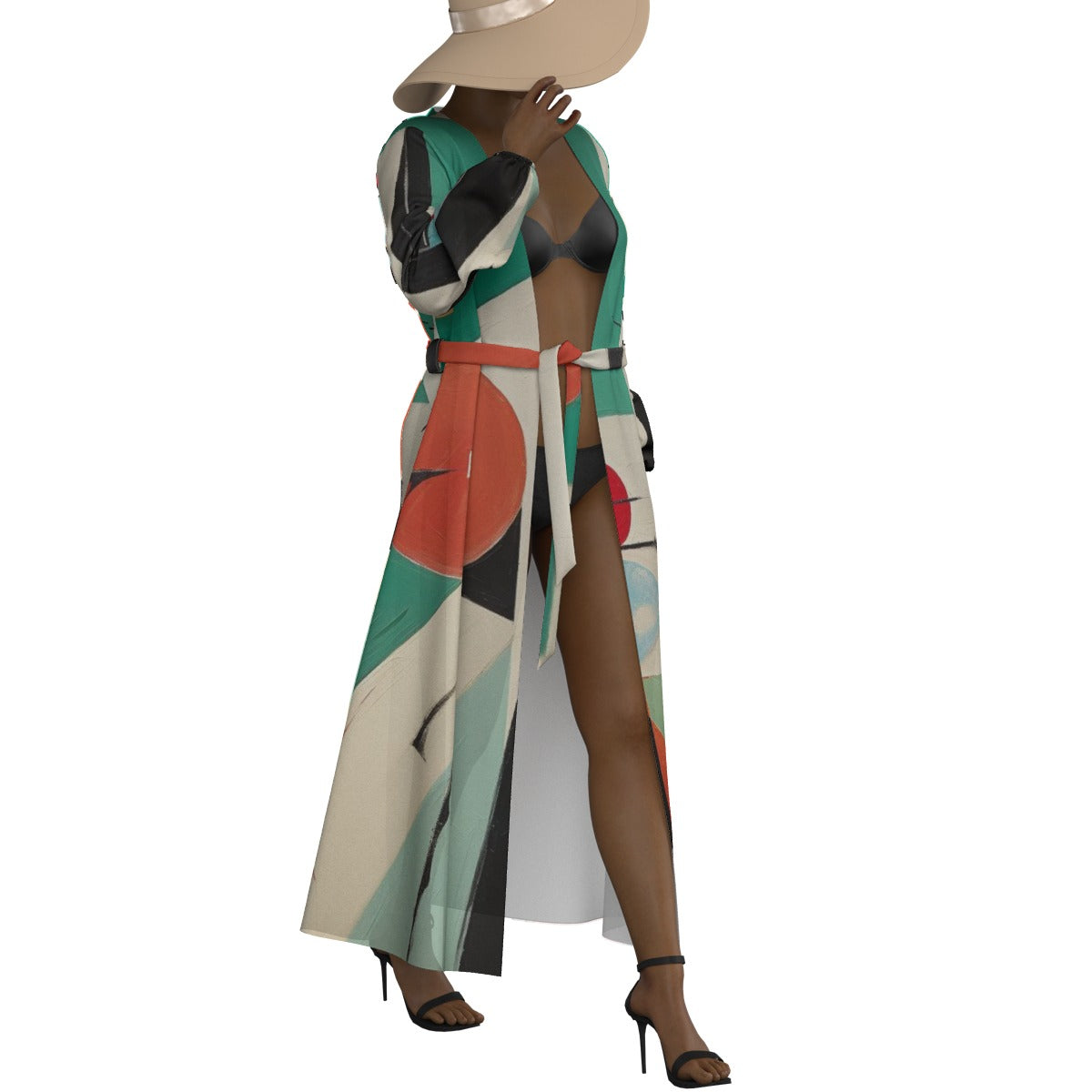 All-Over Print Women's Lace-up Chiffon Robe