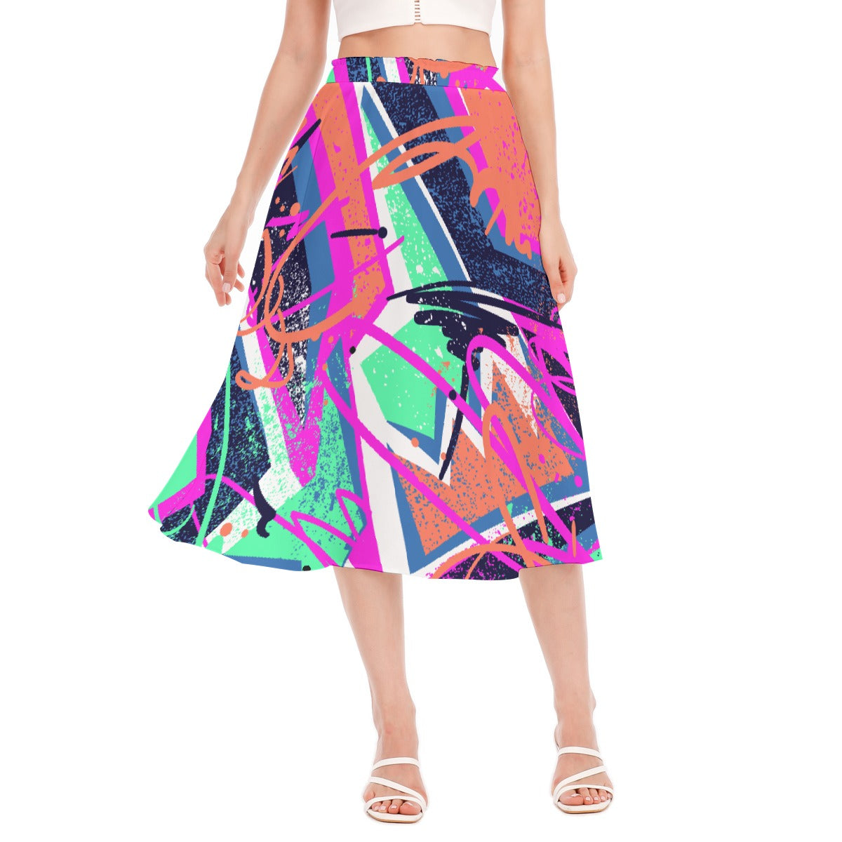 All-Over Print Women's Long Section Chiffon Skirt