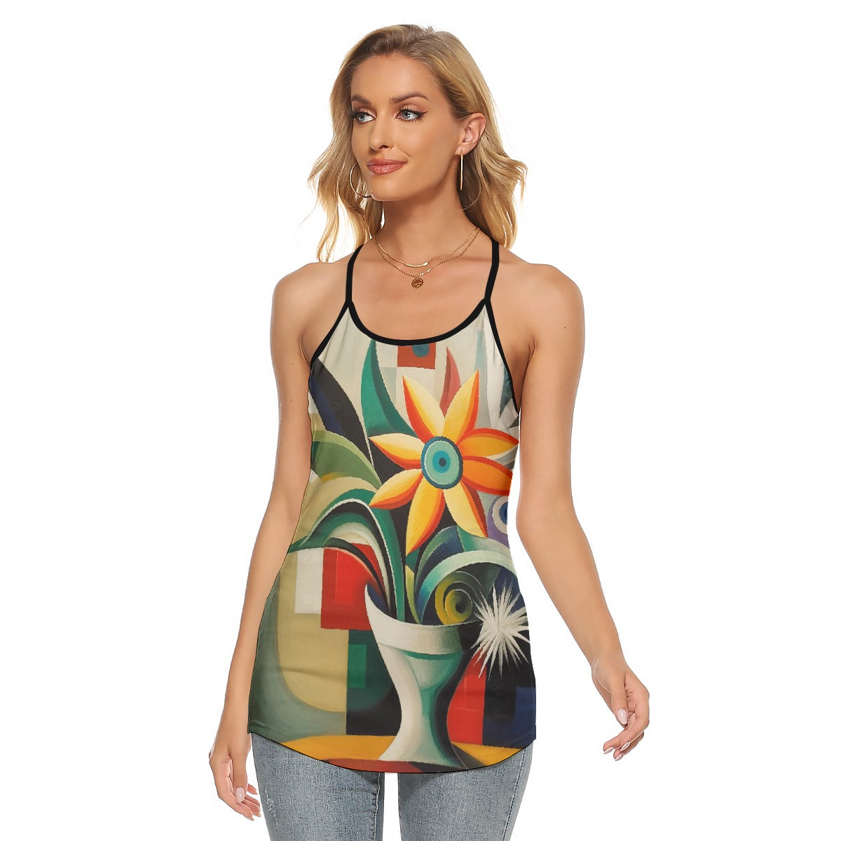 All-Over Print Women's Criss-Cross Open Back Tank Top