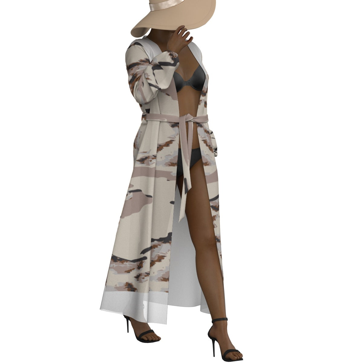 All-Over Print Women's Lace-up Chiffon Robe