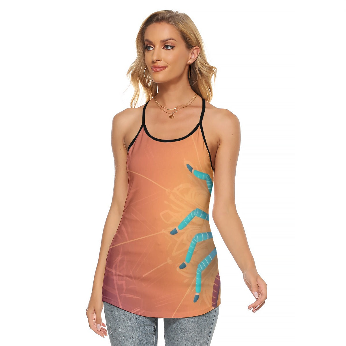 All-Over Print Women's Criss-Cross Open Back Tank Top