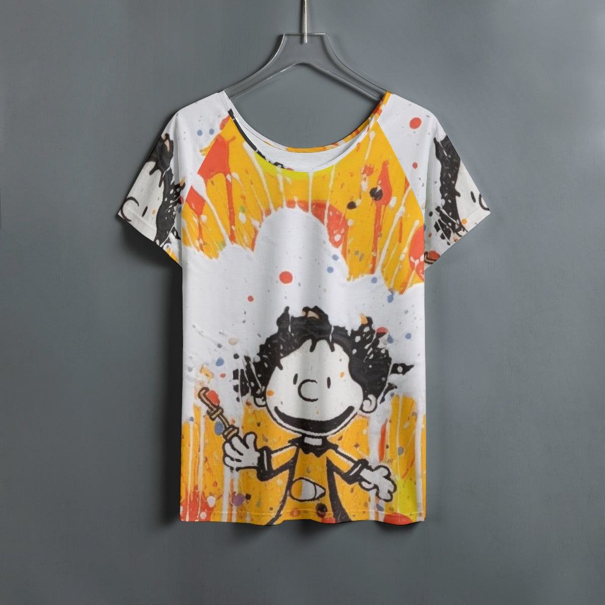All-Over Print Women's Round Neck T-shirt With Raglan Sleeve