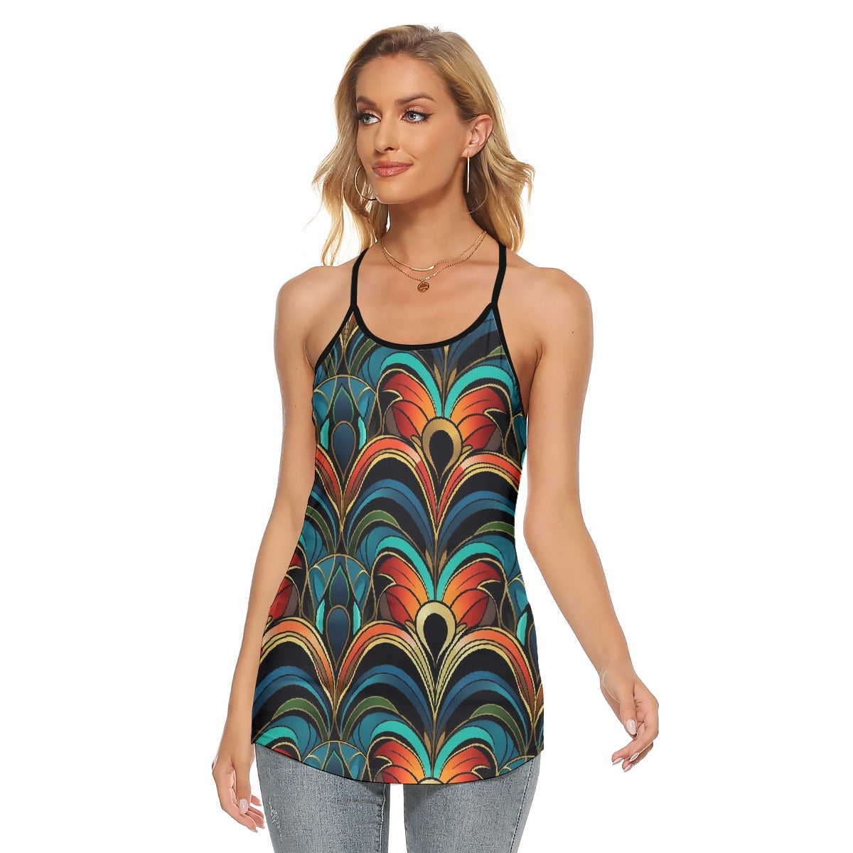 All-Over Print Women's Criss-Cross Open Back Tank Top