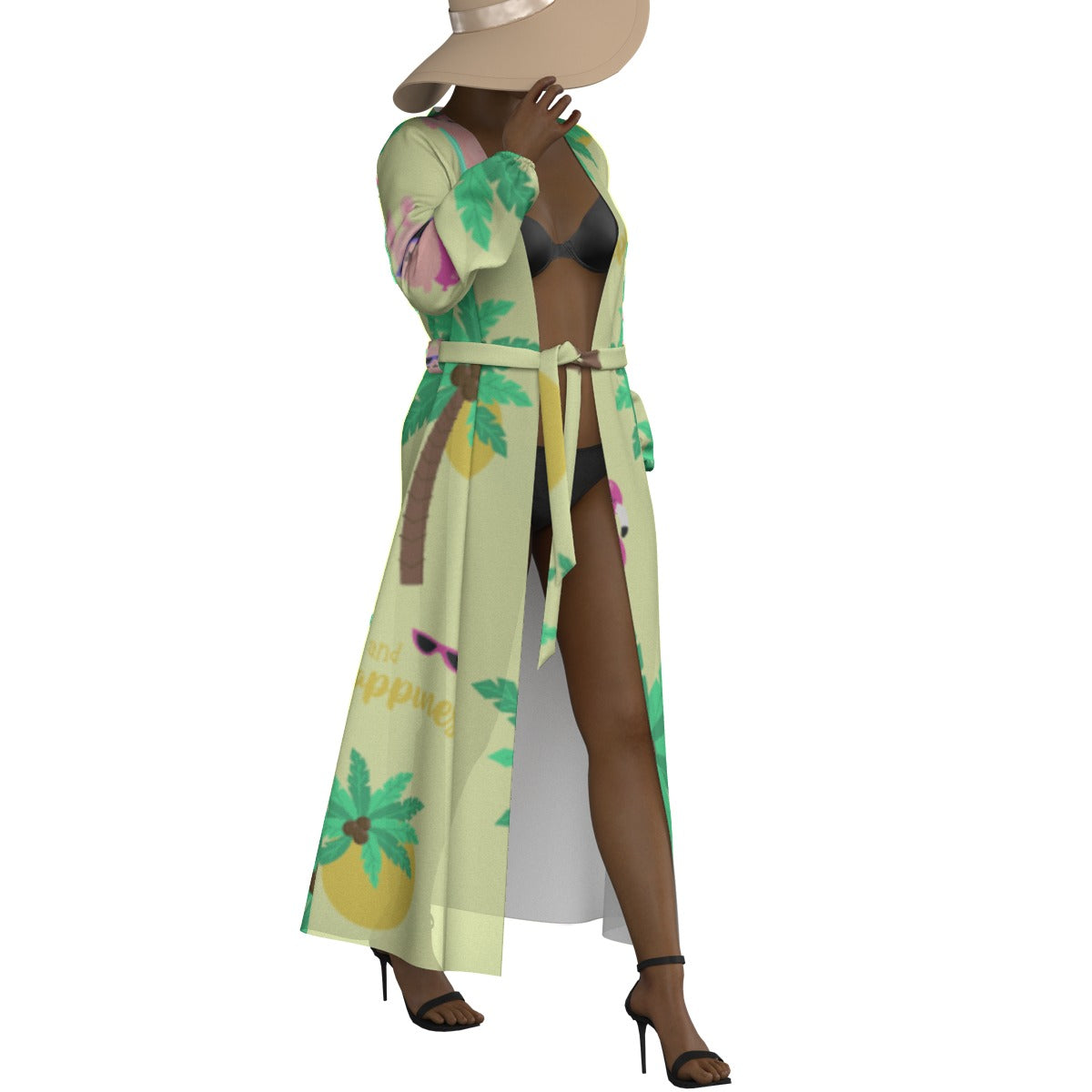 All-Over Print Women's Lace-up Chiffon Robe