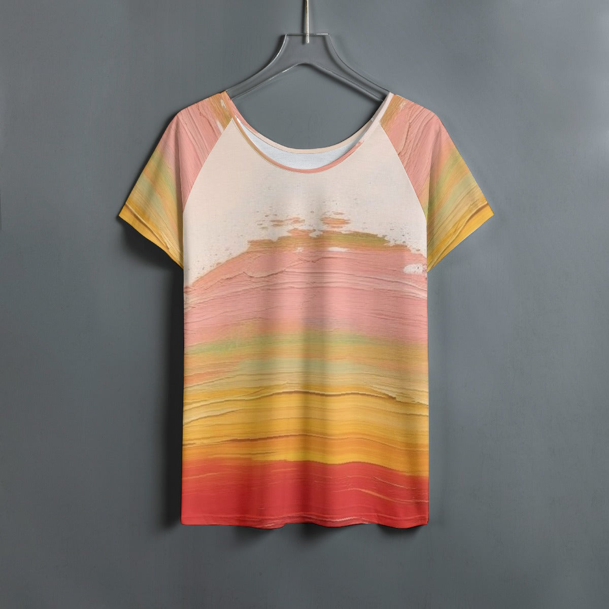 All-Over Print Women's Round Neck T-shirt With Raglan Sleeve