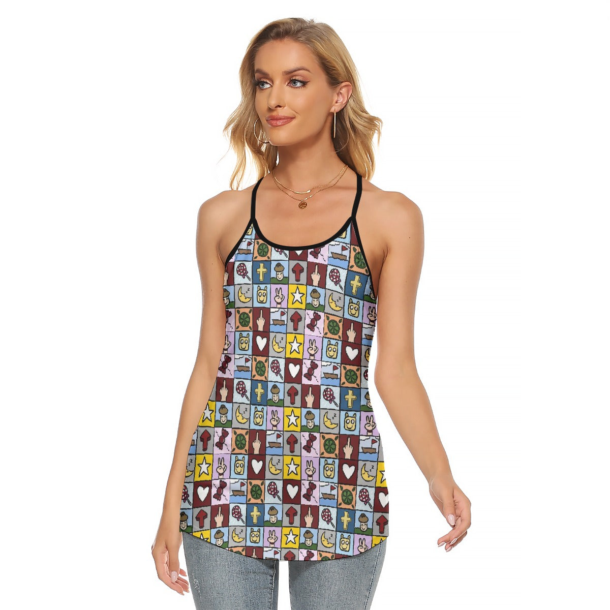 All-Over Print Women's Criss-Cross Open Back Tank Top