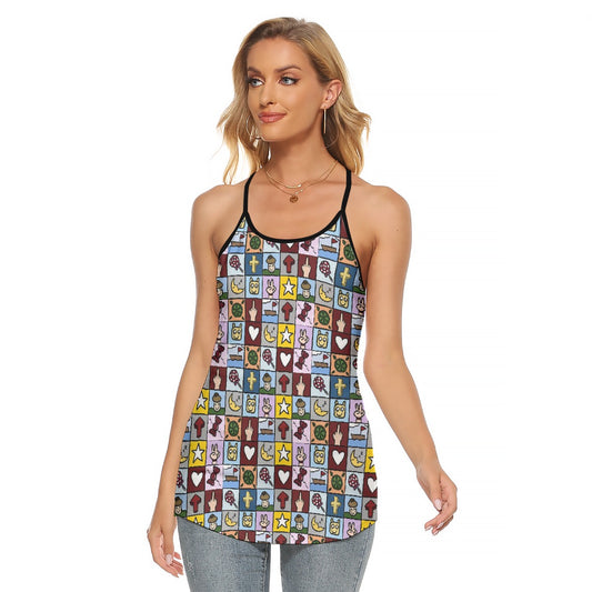 All-Over Print Women's Criss-Cross Open Back Tank Top