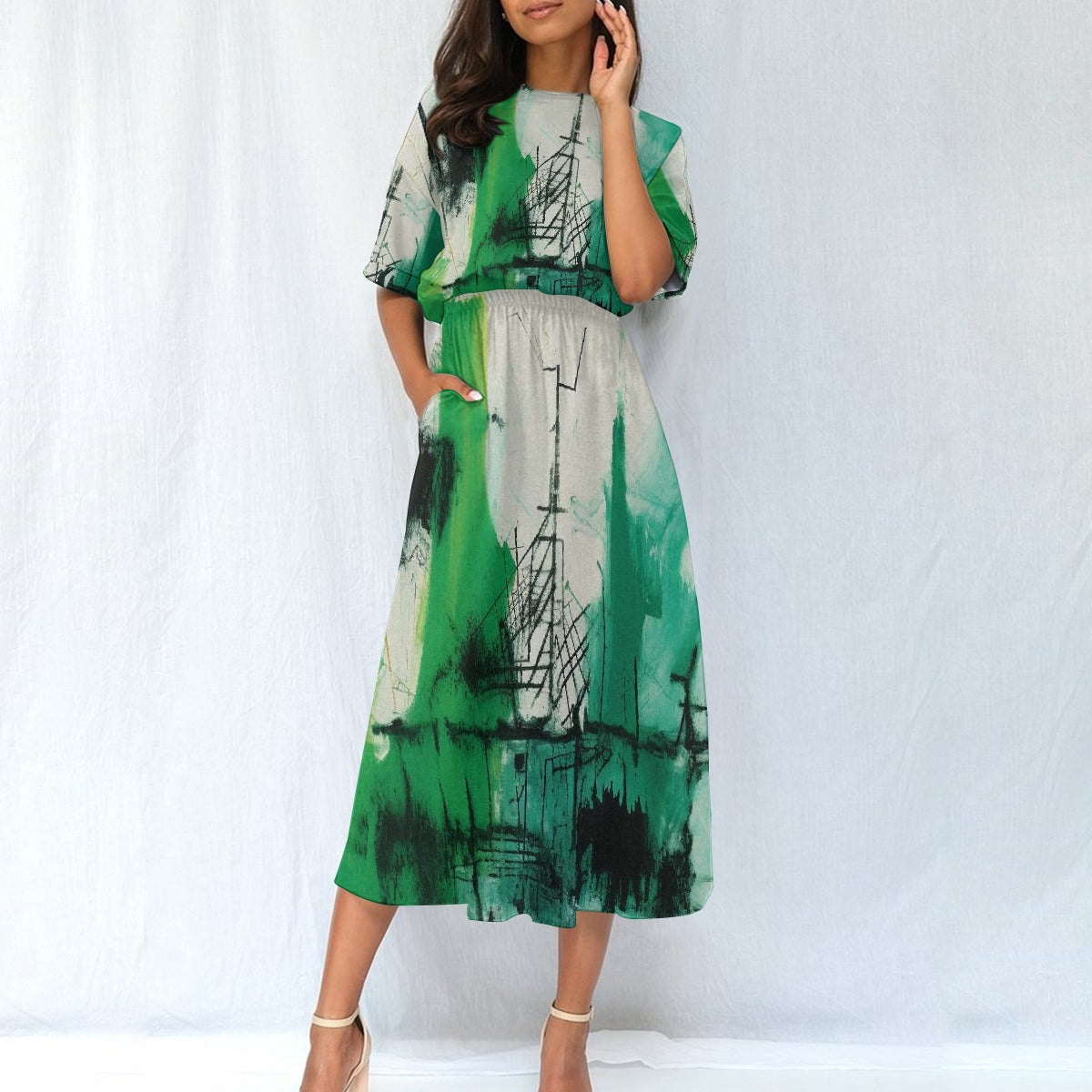 All-Over Print Women's Elastic Waist Dress