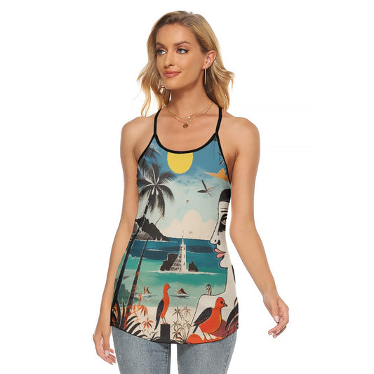 All-Over Print Women's Criss-Cross Open Back Tank Top