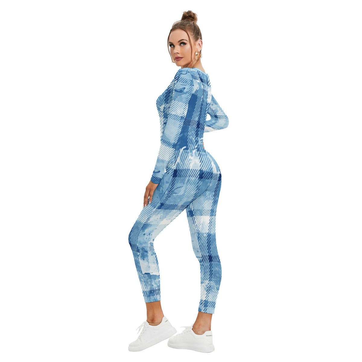 All-Over Print Women's Plunging Neck Jumpsuit