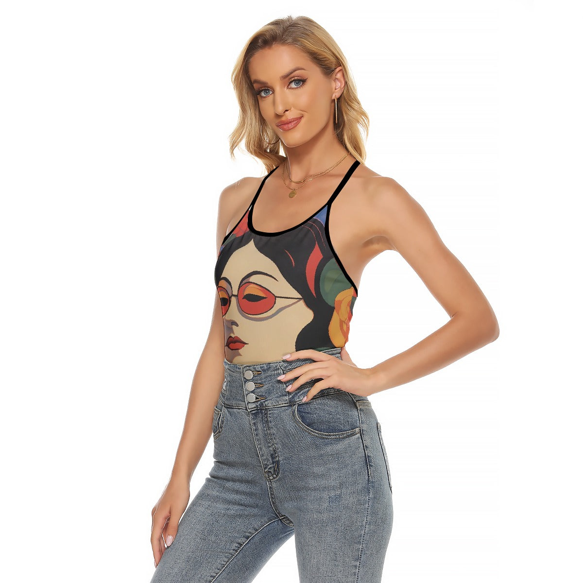 All-Over Print Women's Criss-Cross Open Back Tank Top
