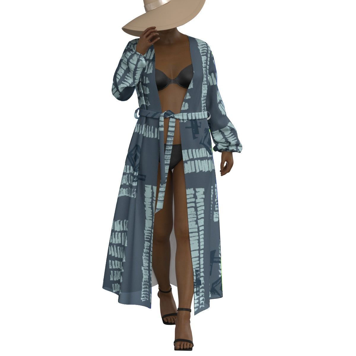 All-Over Print Women's Lace-up Chiffon Robe