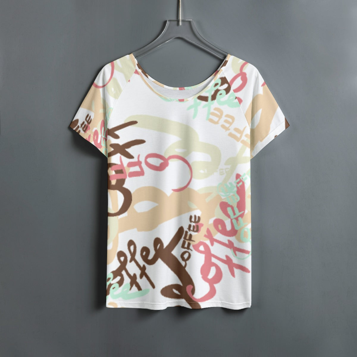 All-Over Print Women's Round Neck T-shirt With Raglan Sleeve