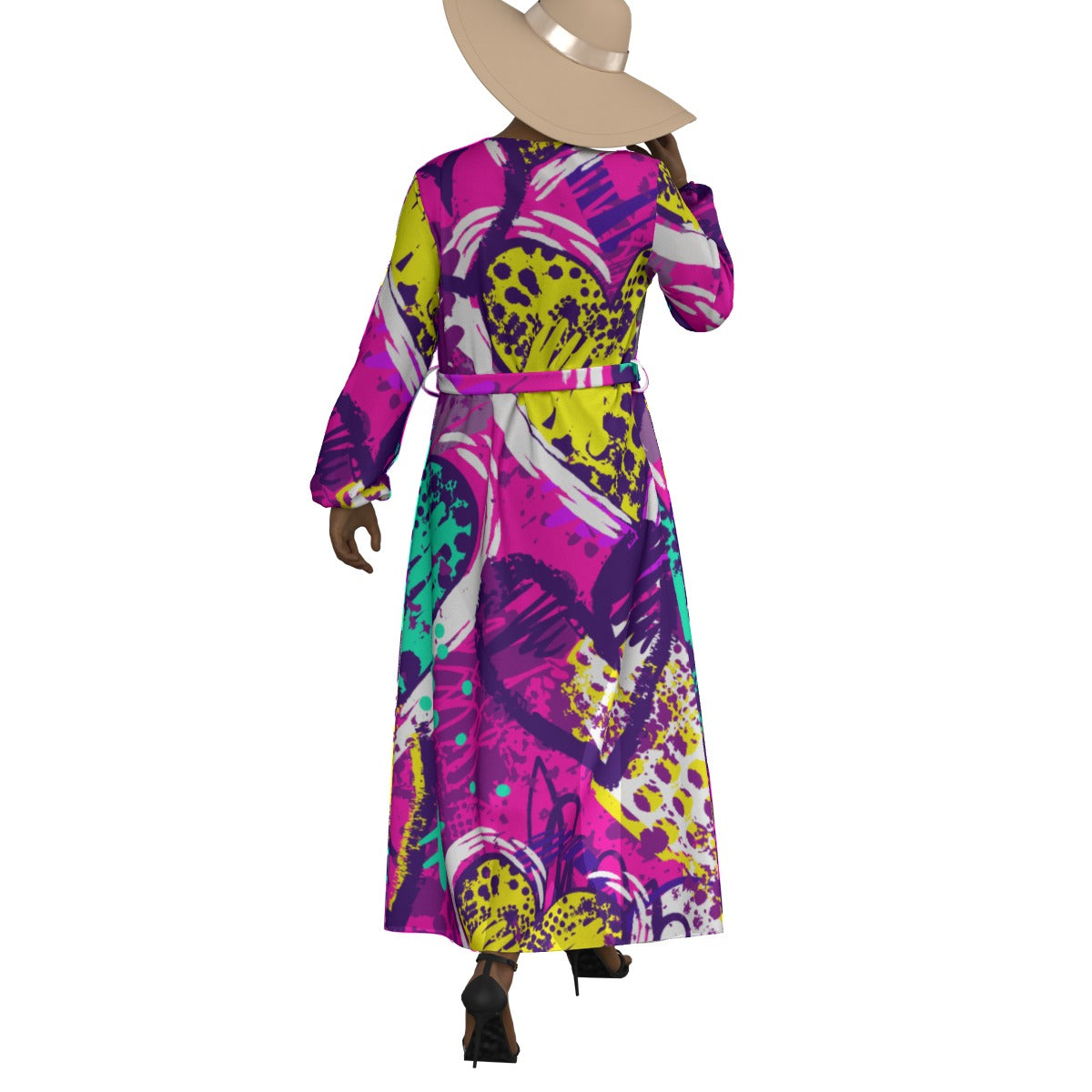 All-Over Print Women's Lace-up Chiffon Robe