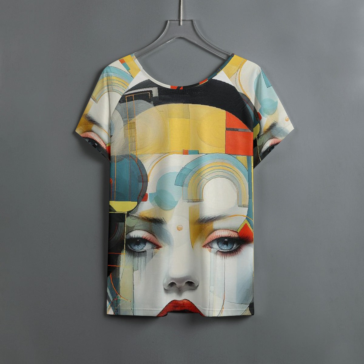 All-Over Print Women's Round Neck T-shirt With Raglan Sleeve