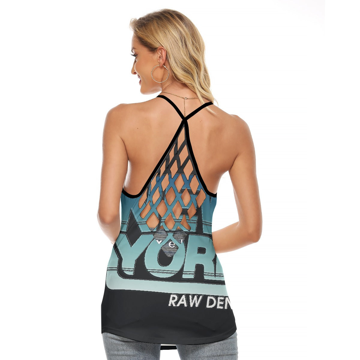 All-Over Print Women's Criss-Cross Open Back Tank Top