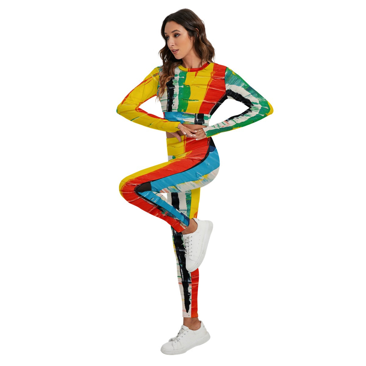 All-Over Print Women's Sport Set With Backless Top And Leggings