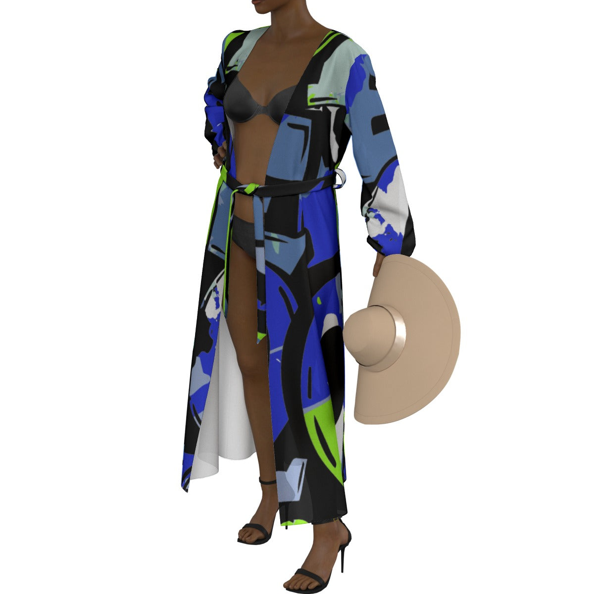 All-Over Print Women's Lace-up Chiffon Robe