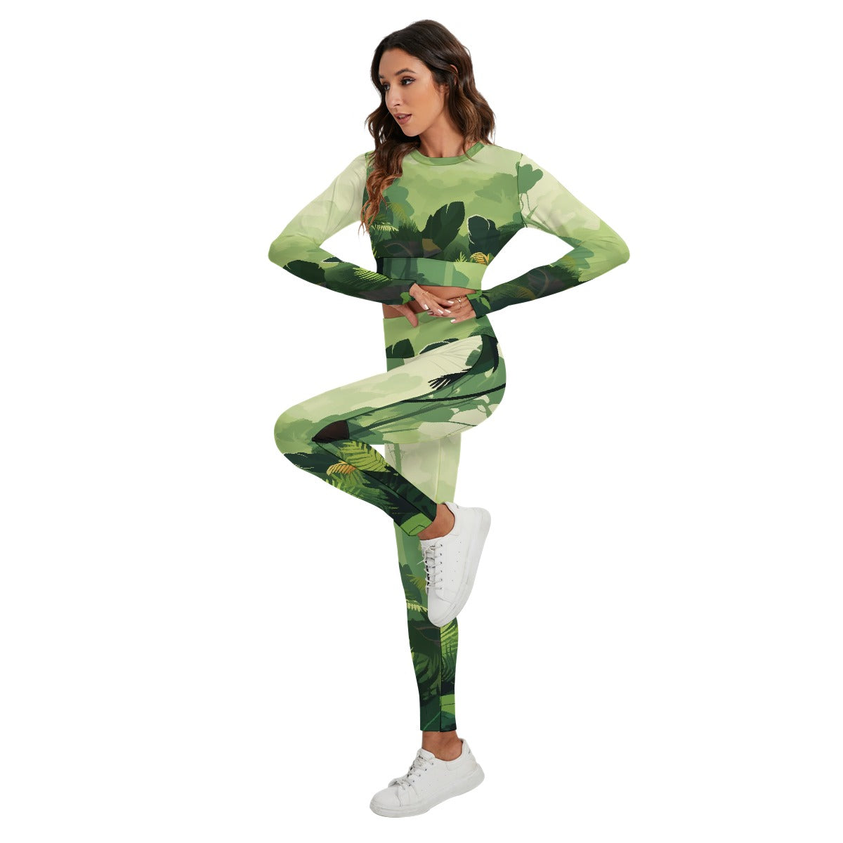 All-Over Print Women's Sport Set With Backless Top And Leggings