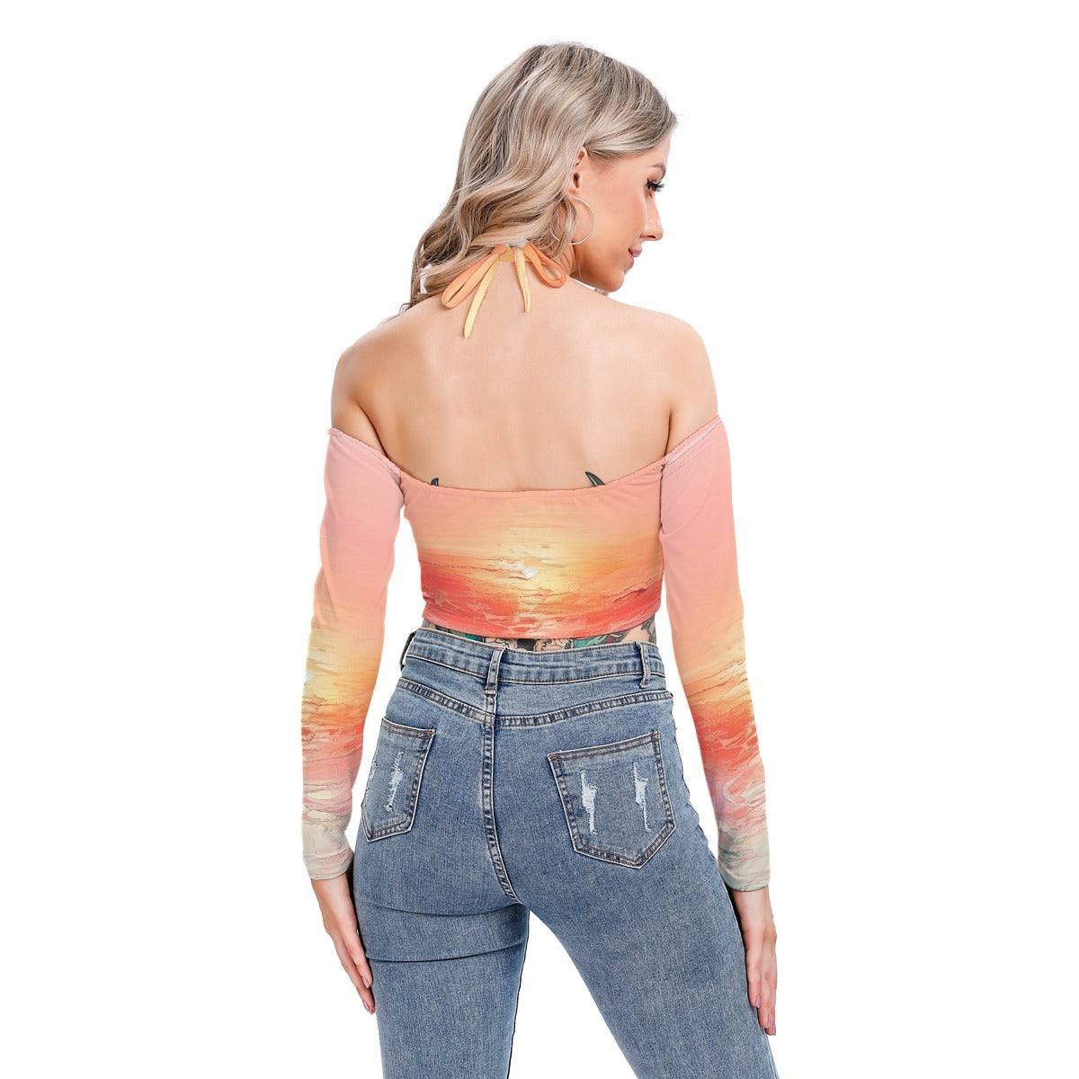All-Over Print Women's Halter Lace-up Top
