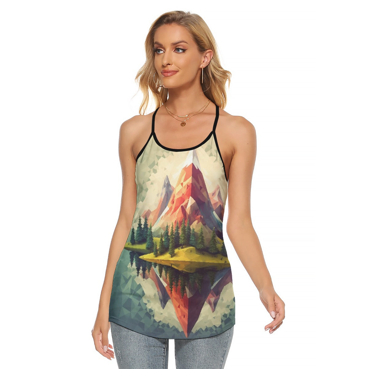 All-Over Print Women's Criss-Cross Open Back Tank Top