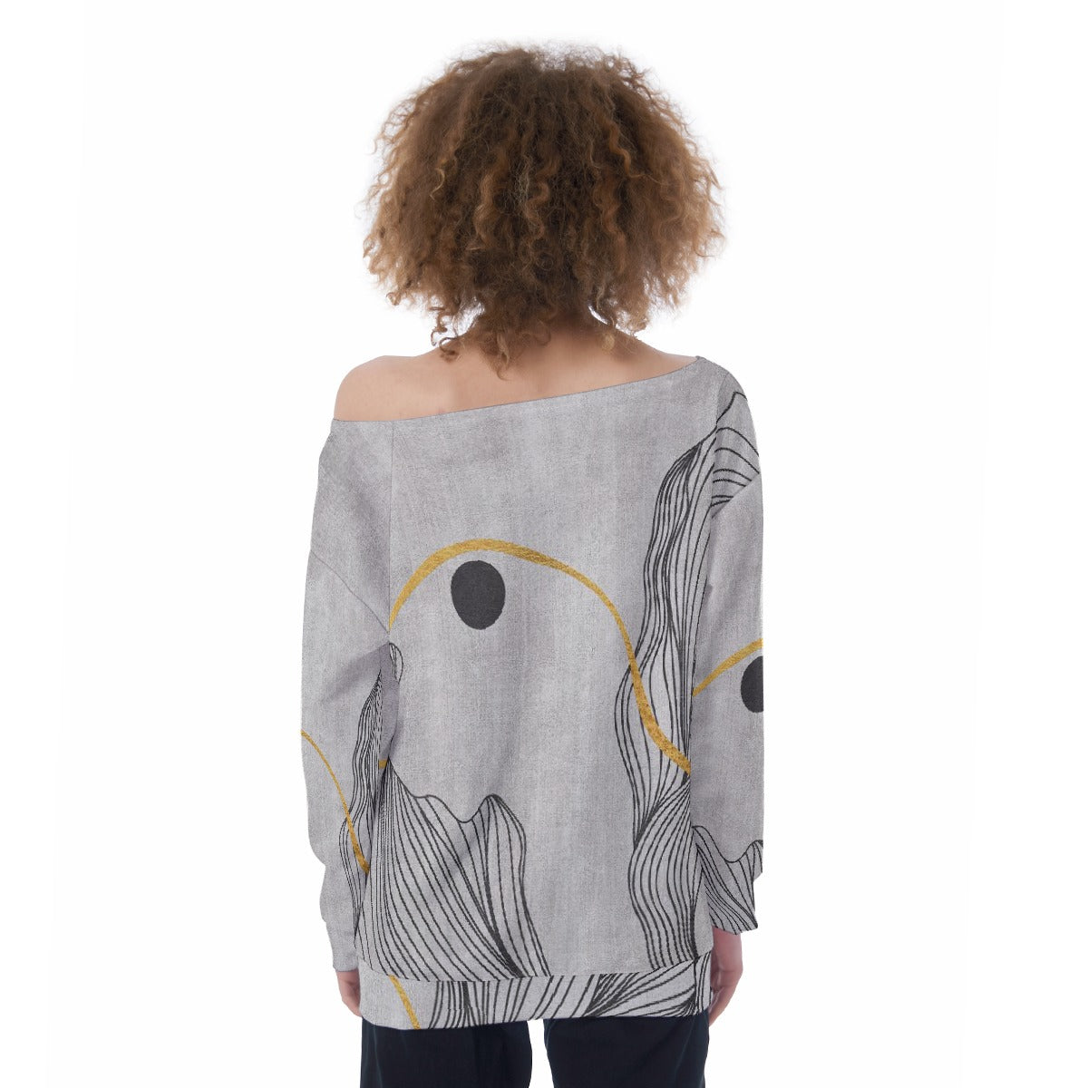 All-Over Print Oversized Women's Off-Shoulder Sweatshirt