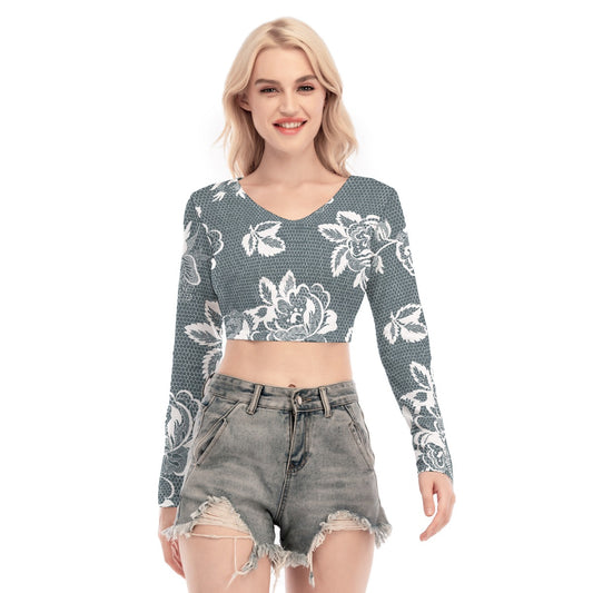 All-Over Print Women's Back Hollow T-shirt With Strap
