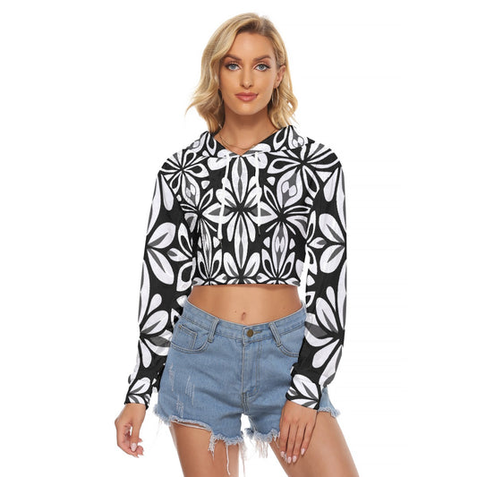 All-Over Print Women's Crop Top Hoodie|Velvet