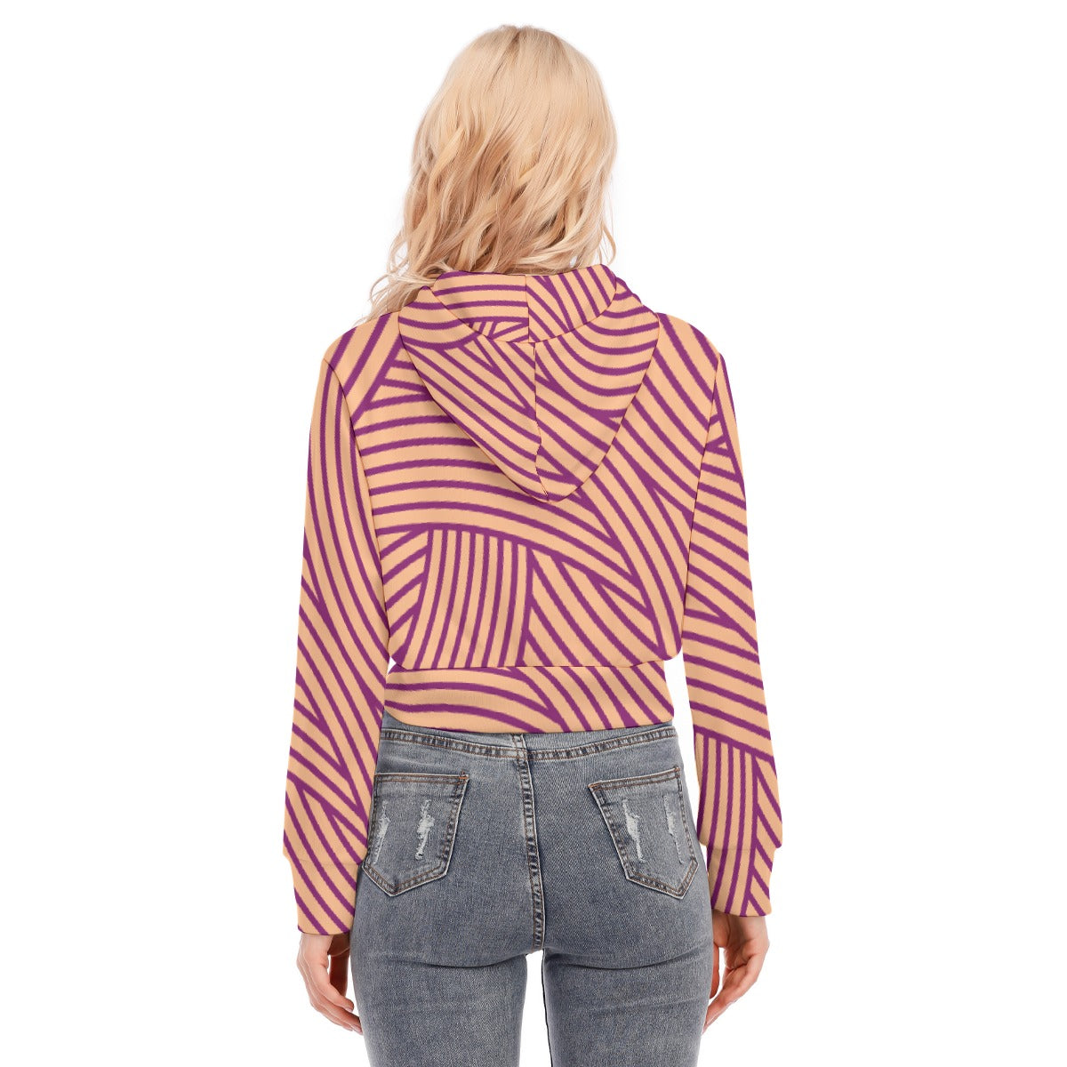 All-Over Print Women's Crop Top Hoodie With Zipper Closure