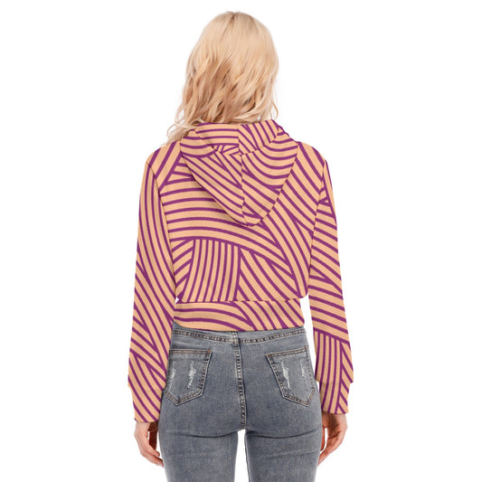 All-Over Print Women's Crop Top Hoodie With Zipper Closure