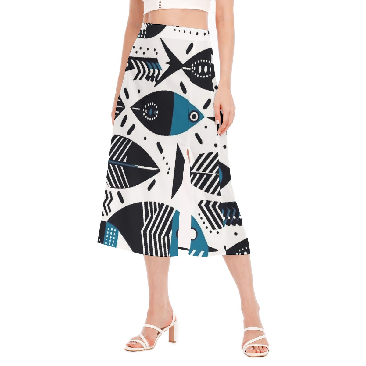 All-Over Print Women's High Slit Long Skirt