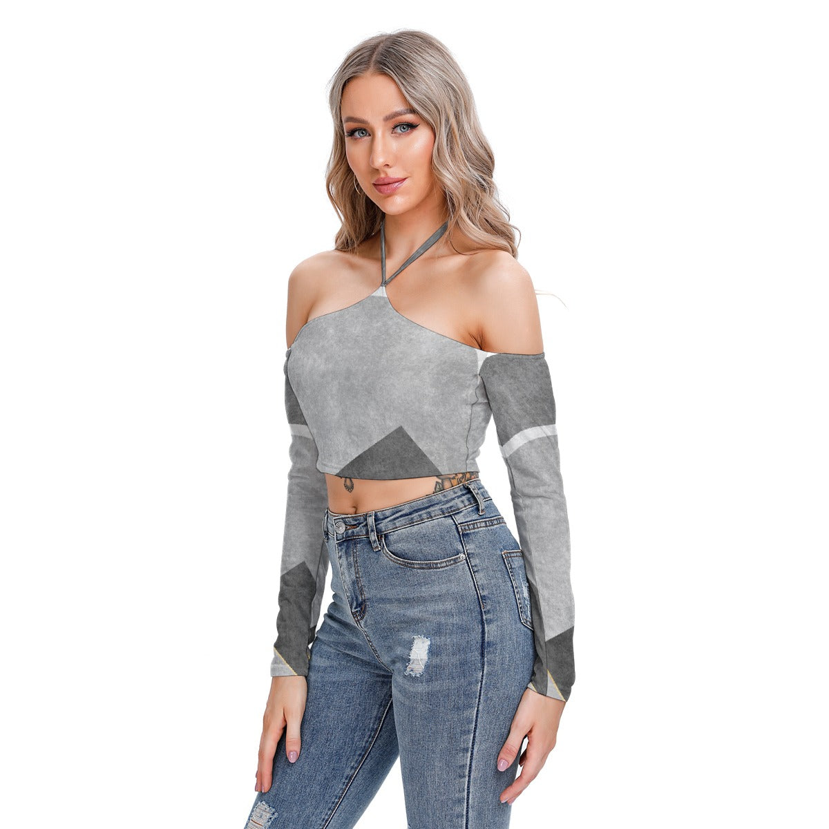 All-Over Print Women's Halter Lace-up Top