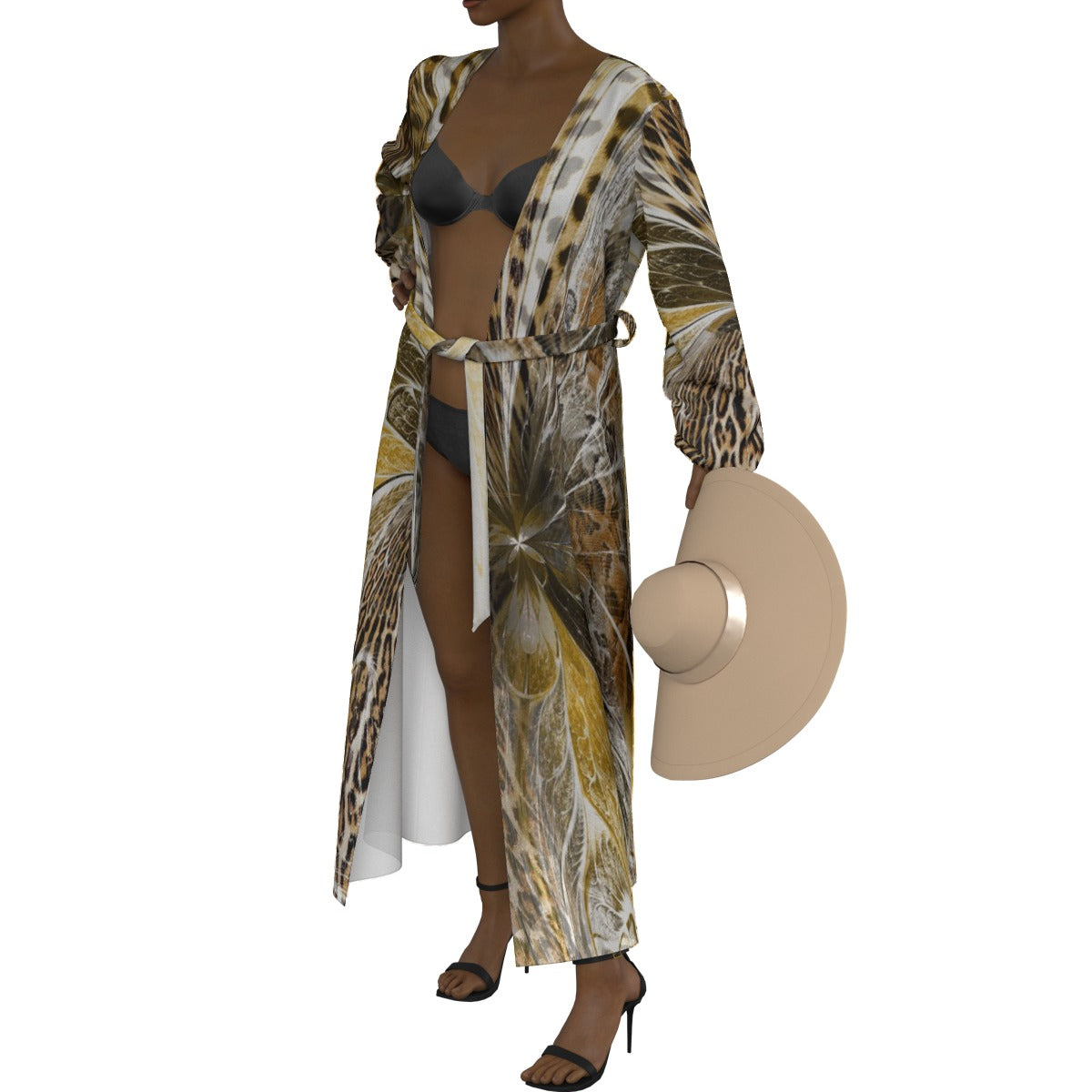 All-Over Print Women's Lace-up Chiffon Robe