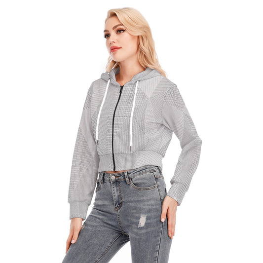 All-Over Print Women's Crop Top Hoodie With Zipper Closure